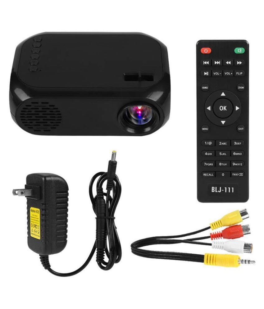 Image of BIGASUO Mini Led Portable Smart Home Theatre Projector with LCD Support Remote Controller, Hdmi, Av, Sd, USB,You-Tube,Mini Stick with 2000Lm, Multi (BGP44)