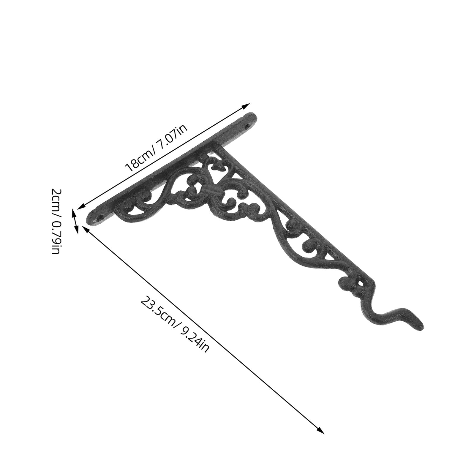 ibasenice Crochet en Fonte Noir Vintage pour Jardinières Suspendues, Support Robuste avec Vis et Écrous, pour Jardin et Extérieur, Maintien Sécurisé des Pots Métalliques