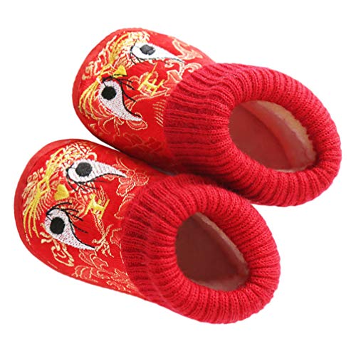 1 Pair Chinese Baby Shoes Plush Soft Sole Shoes Embroidered Tiger Pattern First Walkers Toddlers Babys Footwear Baby Toddler Christmas Gift