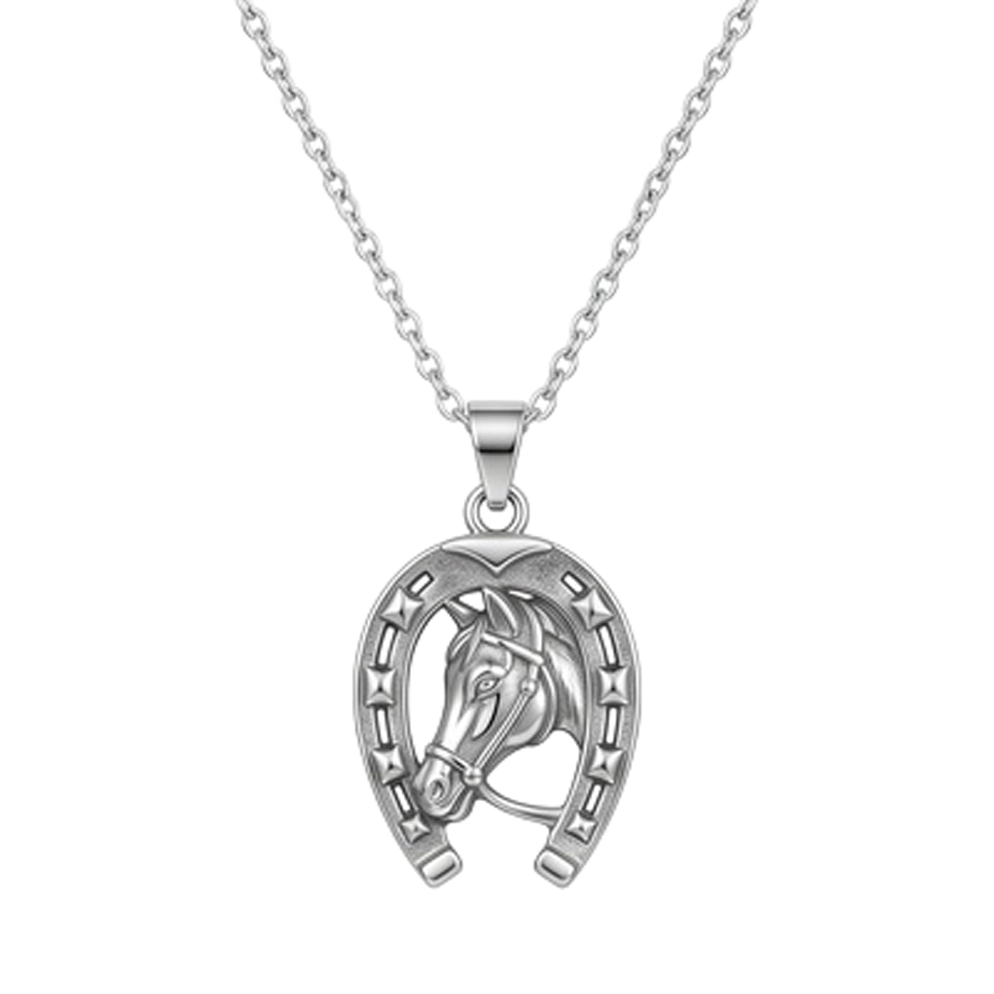 Buy Stainless Steel Horse Head Horseshoe Pendant Necklace