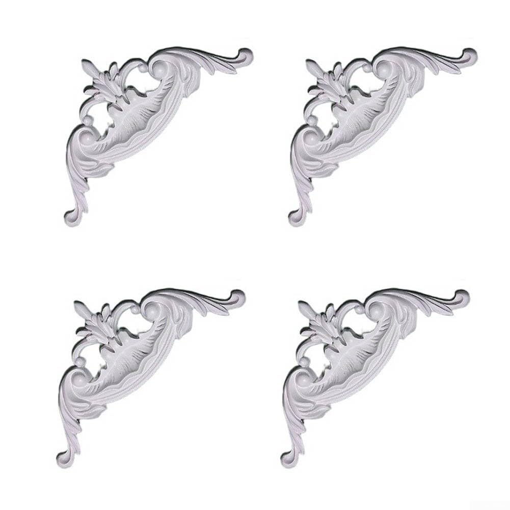 Esquina floral francesa de poliuretano de 19 cm blanca para moldura