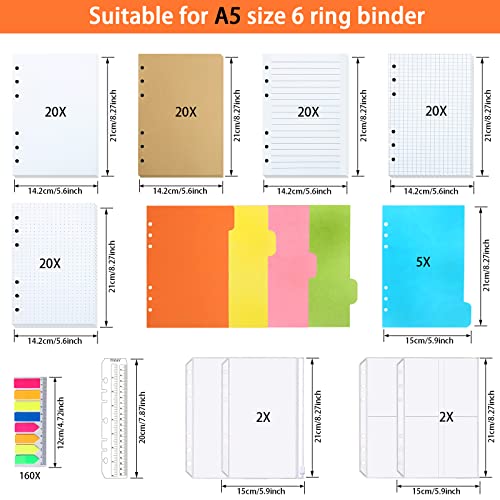 image for AMTAM A5 Refill Paper Set, A5 Flipchart Paper with 6 Holes and Houseke