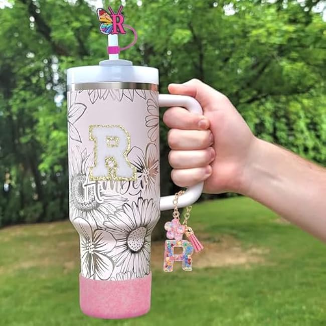 Use for Stanley Cup Accessories Charms 40oz 30oz,Compatible with Stanley Cup Letter Charms for Handle Silicone Boot,Straw Cover Topper & Sticker