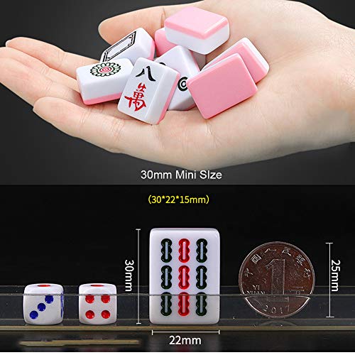 Set de Mahjong Chino Mini 144 Fichas Accesorios Rosa miniatura 2