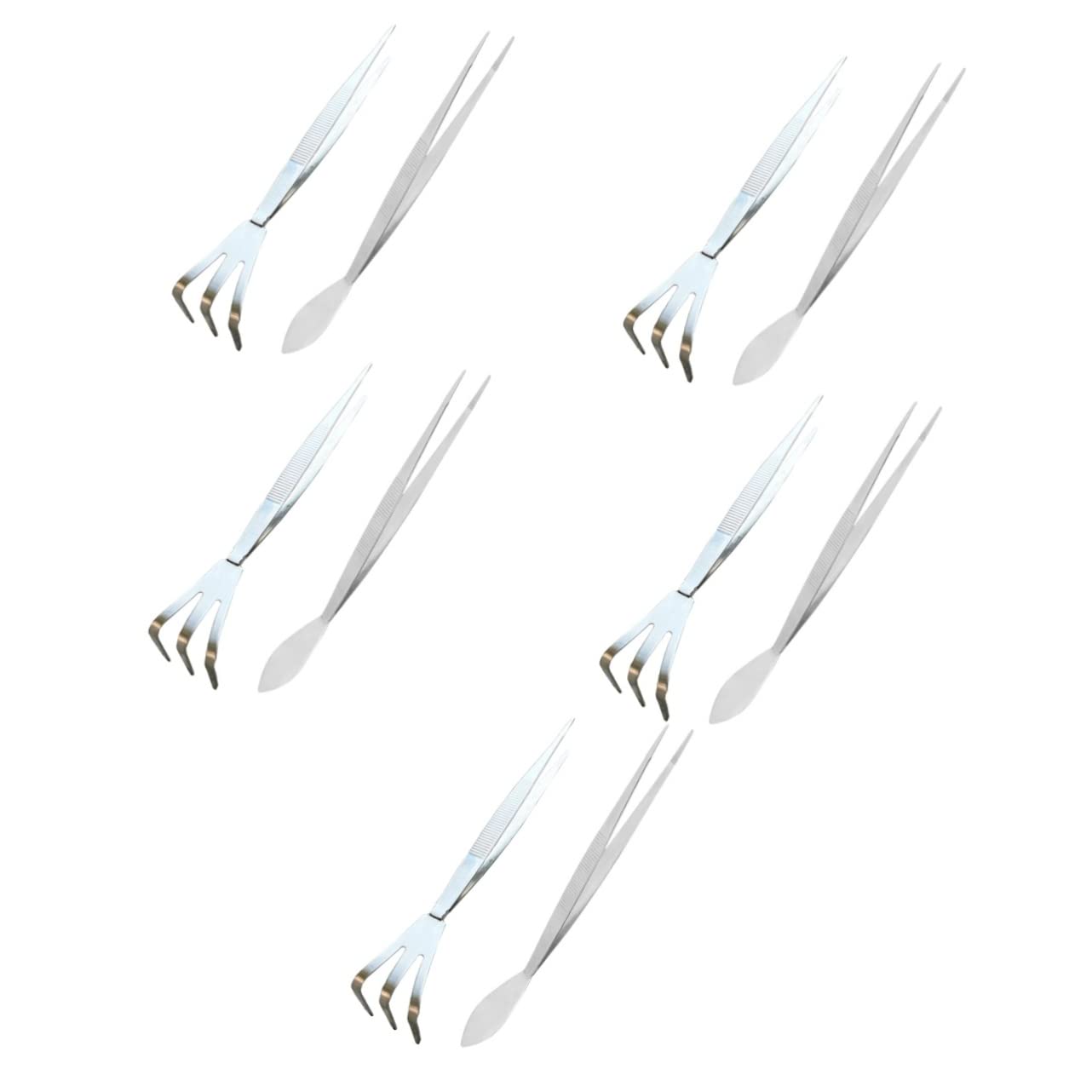 YARNOW 10 Pcs Bonsai Tweezers Pruning Shear Cultivator Hand Rake Small Soil Rake Tweezers for Crafts Stainless Steel Tweezers Stainless Steel Spatula Rake Tweezers Bonsai Tree Tweezers