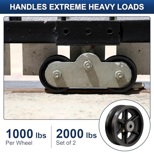 Image of 6 inch x 2 inch V-Groove Steel Wheel, 7 /8 inch Wide 90 Groove Fits 1 inch Angle Iron Track, Heavy Duty Industrial Track Wheel with Relief Groove, High Load Capacity(10 Pack)