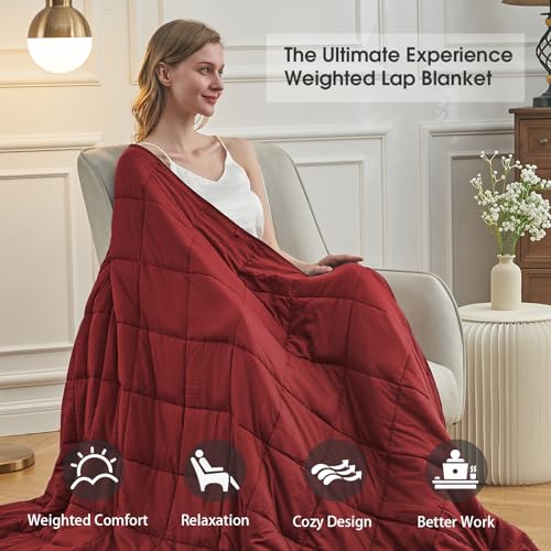 Image of Red Weighted Blanket for Adults 20lbs, 60 inchx80 inch, Queen Size Cooling Heavy Throw Blanket for 180-220lbs, Microfiber Soft Thick Big Blankets Weighted Comforter Breathable Gift for Sleeping