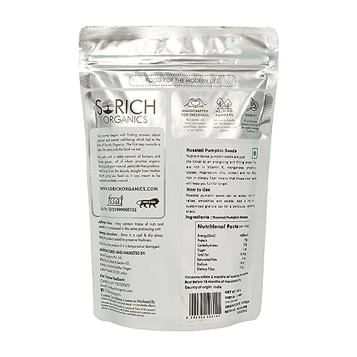 Image of Sorich Organics Roasted Pumpkin Seeds 400g | Roasted Pumpkin Seeds for Eating | Pumpkin Seeds Roasted 400gm | Healthy Snacks | Diet Food | Immunity Booster | Fiber Rich Superfood