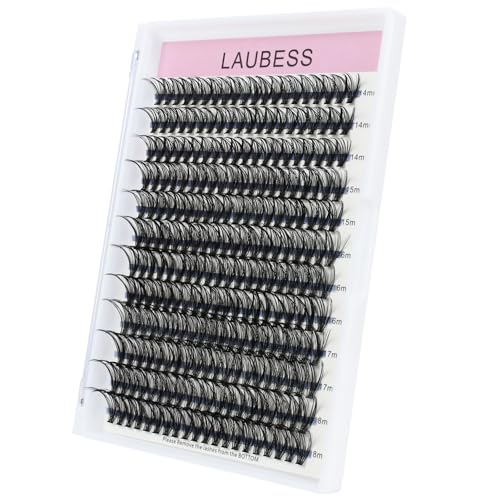 Image of Eyelash Clusters LAUBESS Lash Clusters Individual Lashes Cluster Eyelash Extensions DIY at Home Waterproof Cluster Lashes (40D-0.05C-14-18)