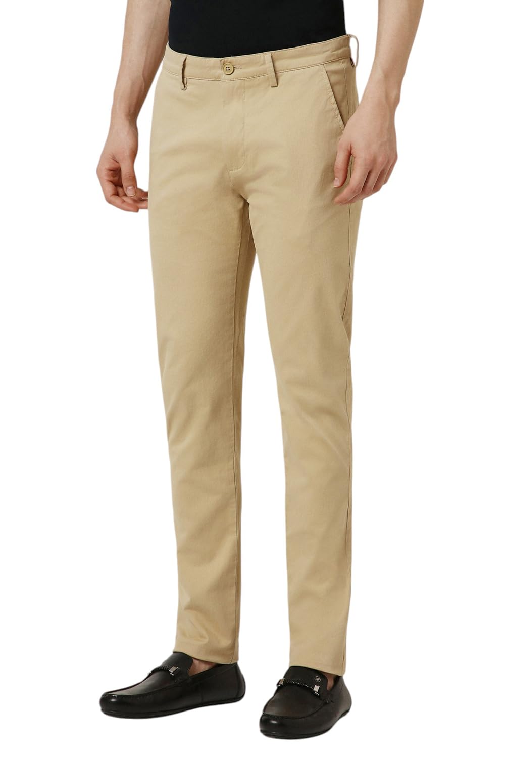 Peter England Men Mid Rise Slim Casual Pants (PCTFSSSBC04837_Beige, 30 - Image 2 thumbnail
