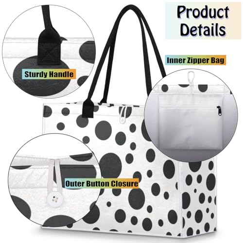 Dots Pattern Tote Bag for Women Large Beach Bag Reusable Tote Bags for Work Travel Beach Shopping4