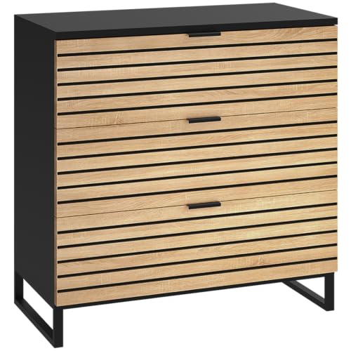 Bellamio Luvua Kommode – Sideboard in schwarz mit Eichen-Front –...