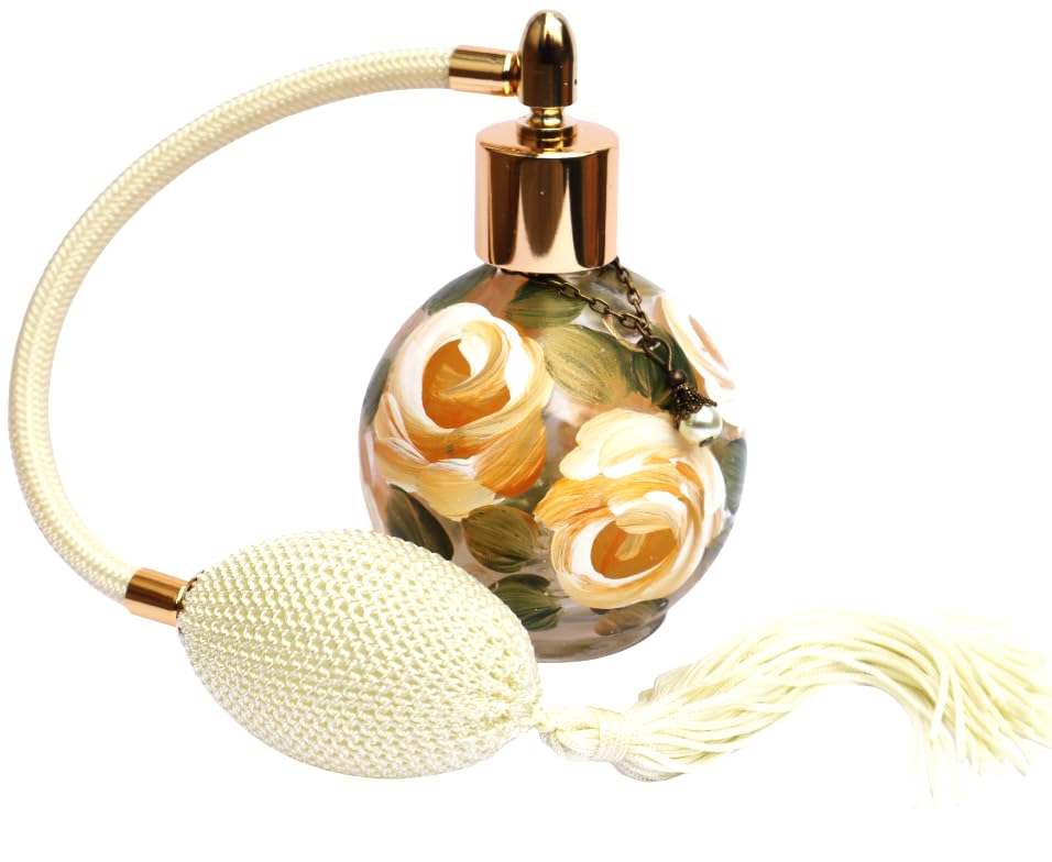 Amazon.com: Artist Hand Painted Ivory Yellow Roses Glass Perfume