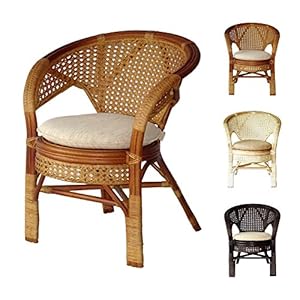 Pelangi Handmade Rattan Dining Wicker Chair W/Cushion, Colonial
