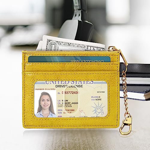 Image of SEAVILIA Card Holder Keychain Wallet for Women with ID Window RFID Coin Purse Bee Gifts Slim Minimalist Small Wallet
