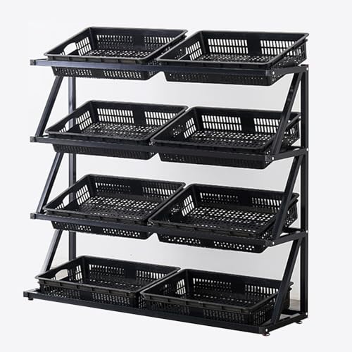 Estantería de supermercado de 8 cestas para mantener verduras frescas y ordenadas