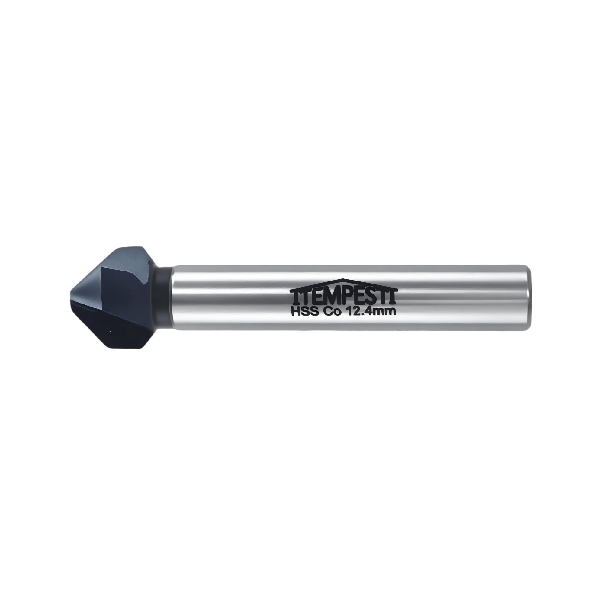 ITEMPESTI Countersink 90° Diameter 12.4 mm - Made of M35 - TiAlN Coating - Robust and Heat Resistant - for Stainless Steels - Shaft 10 mm