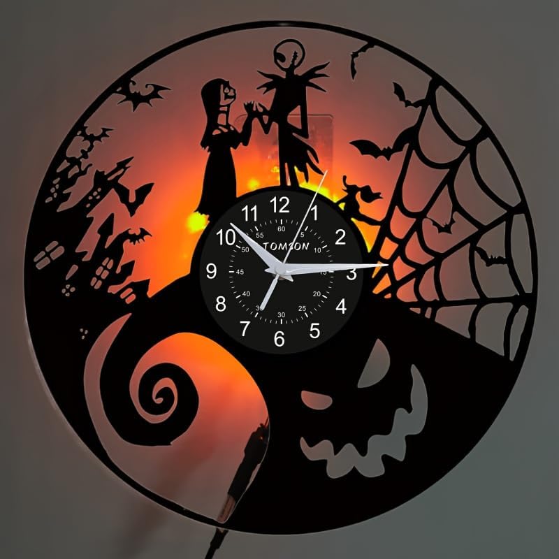 12 inch Vinyl Record Design LED Wall Clock, Black Silhouette, Ideal Gift for Family and Friends on Christmas and Birthdays