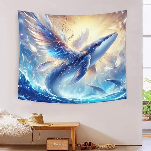 Baleine tenture 3D pour habiller un grand mur blanc