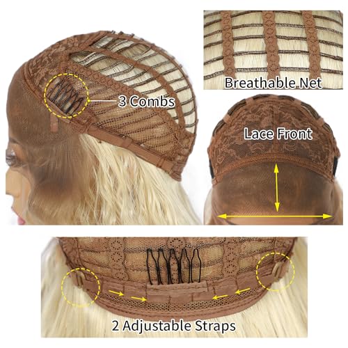Sapphirewigs Curly Lace Front Wig 613 Blonde Curly Synthetic Wigs for Women 13x3 Daily Wear Party Christmas Halloween Heat Resistant 26 inch - Image 4