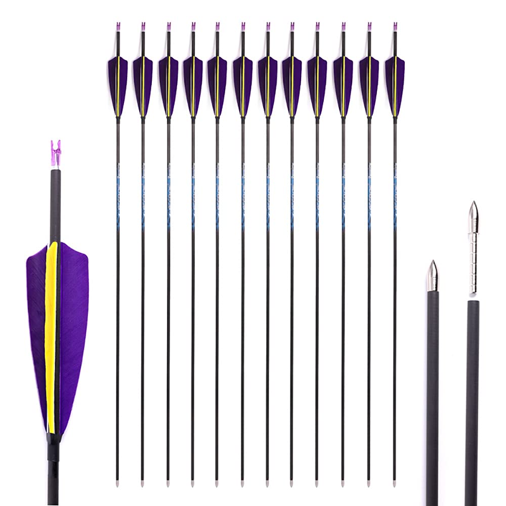 12pcs flèches de carbone tir à l'arc 32 '' composé de chasse colonne