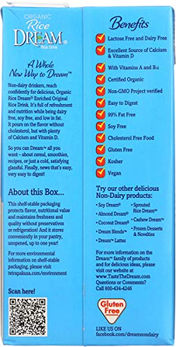 Rice Dream Organic Rice Drink, Enriched Original, 64 Oz (Pack of 8)