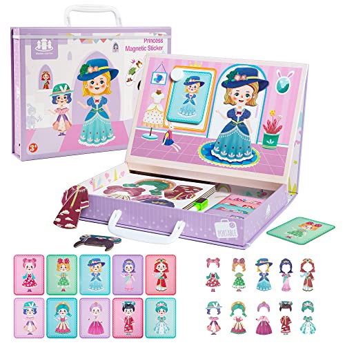 Togelin Paper Dolls For Girls, Magnetic Dress Up Puzzles Toys Kits, Princess Toys Puzzle Set With Cartoon Card For Kids 3+(10 Outfits, 31Pcs) #TOP1