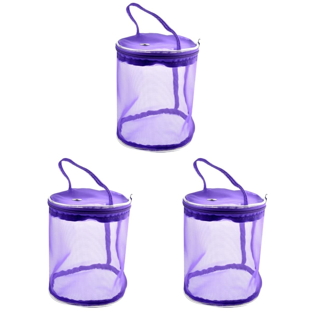 Étui de rangement rond portable SEWACC violet | 3 crochets en maille légers pour petits projets