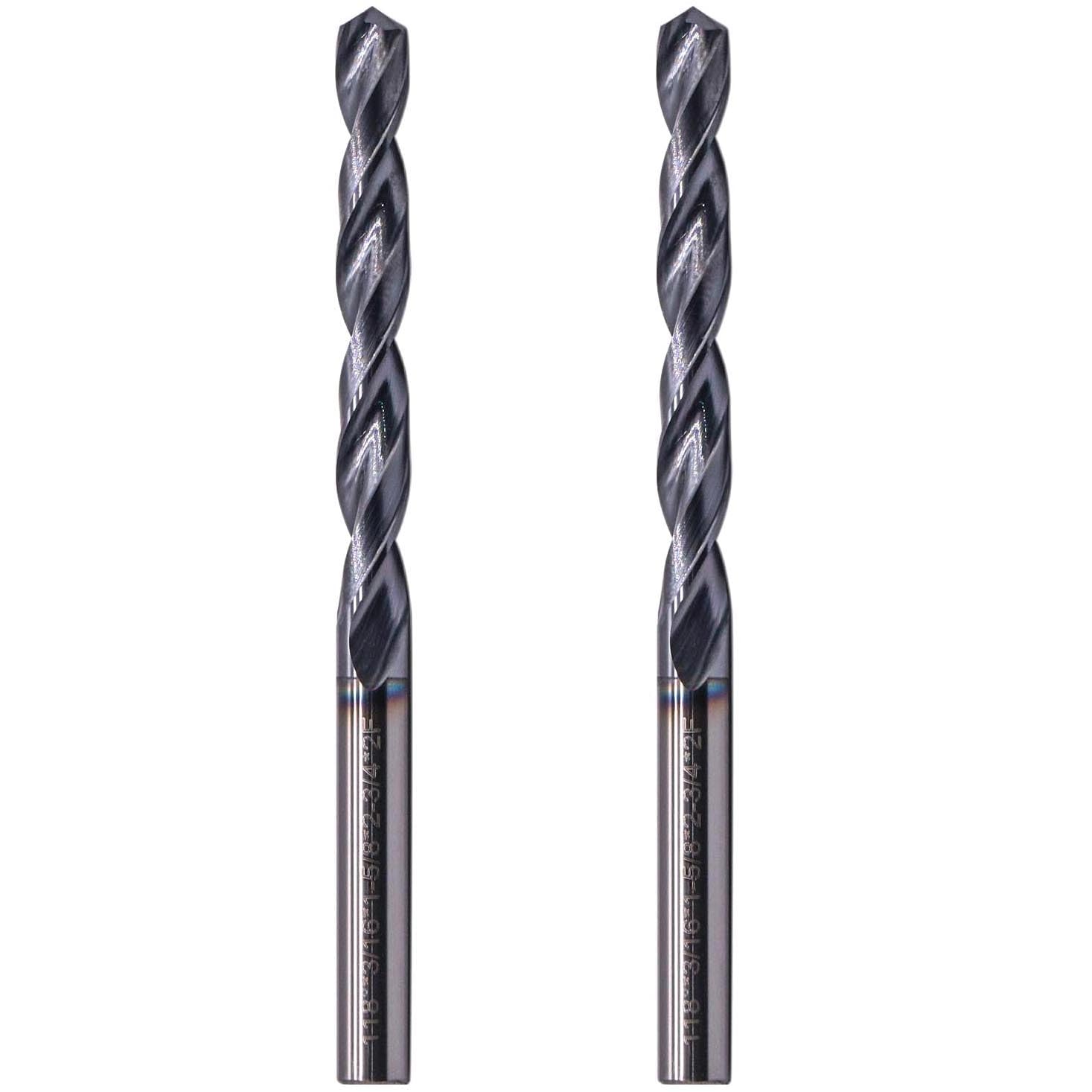 BestParts 2Pcs 3/16" Solid Carbide Jobber Drill Bits - AlTiN Coated, 2 Flute Tungsten Carbide Twist Drill Bits, 118° Point Angle, 3/16" Drill Diameter, 1-5/8" Flute Length, 2-3/4" Overall Length