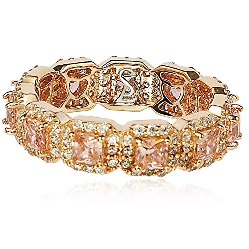 Suzy Levian Rose Sterling Silver Cubic Zirconia Pink Princess Cut Eternity Band #TOP4
