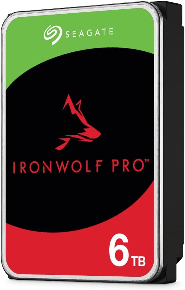 IronWolf Pro, 6 TB, NAS Internal Hard Drive, CMR 3.5 Inch, SATA 6 Gb/s 7,200 RPM, 256 MB Cache, for RAID Network Attached Storage, 3 years Rescue Services, FFP (ST6000NE000)