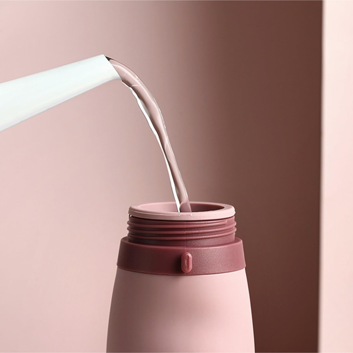 Butelka,Szczelna Przenośna Sportowa Butelka Na Wodę Silikonowy Składany Kubek Outdoor Travel Cup Na Wodę Napoje(Pink)
