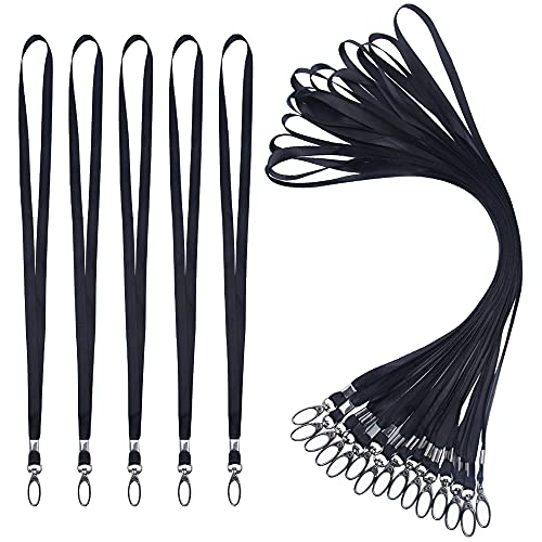 YouMen 20 Pcs Noir Cordons Tour de Cou Bureau Strap Lanières Tour de Cou Lanières durables pour le cou avec clips pivotants Lanyard Courroie pour porte-badges de carte d'identité, clés, sifflets