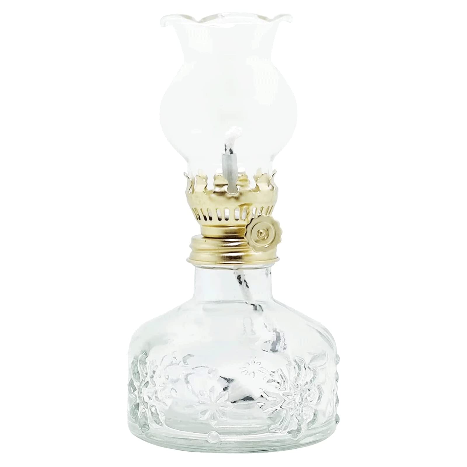 Kerosene Lamps, Oil Lamp Lantern for Indoor Use Vintage Colored Glass Small Kerosene 16.5CM(Clear)