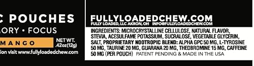 Fully Loaded Alpha Fuel Nootropic Pouches (Mango Fuel) - 5 cans, 15 Pouches per can - Energy Pouches containing Caffeine and nootropic Blend