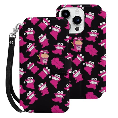 クレヨンしんちゃん iPhone15Pro用ケース 手帳型 スマホケース アイホン15Pro用 財布型カバー カードポケット スタンド機能 誕生日ギフト 人気 男女兼用