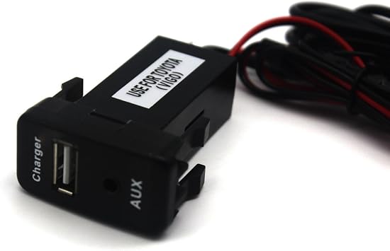 MOTONG Car USB Socket Port with 3.5mm AUX Socket for Toyota VIGO, Charges Devices like iPhone, iPad, Samsung, LG, Huawei