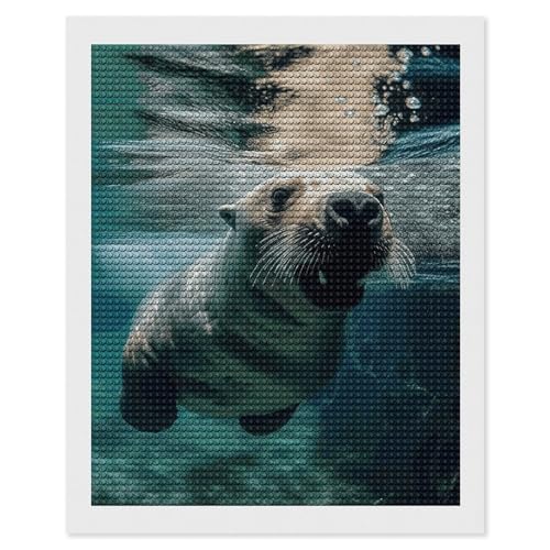 Peinture diamant lion de mer GFLFMXZW - Kit complet broderie diamant ronde 5D 40x50 cm