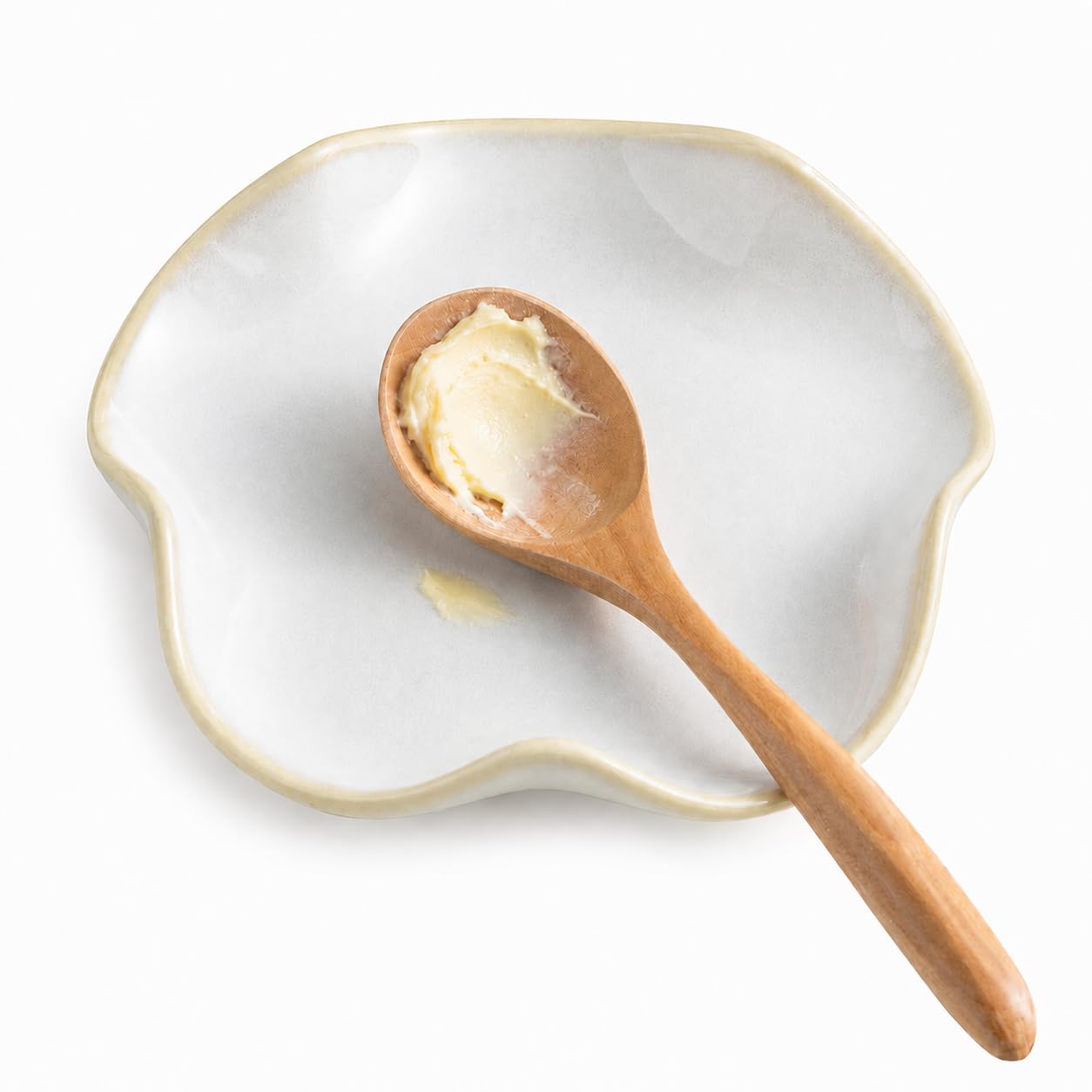 Photo 1 of Miamolo Ceramic Spoon Rest - Beige, 5.3 Inch Ruffled Edge