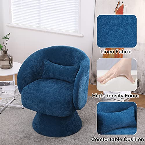 Mcltopz Swivel Barrel Chair, Modern Linen Fabric Upholstered Accent Chair Armchair, Comfy 360° Swivel Accent Barrel Chair, 26.4''W Round Barrel Chair W/Stable Base For Living Room Bedroom (Teal) #TOP3