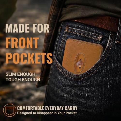 Image of ROGUE WALLET Angler Front Pocket Wallet for Men - Slim, Compact Leather Card Holder with ID Window - Minimalist Front-Pocket Wallet for Cash, Cards & Travel Essentials (Tan)