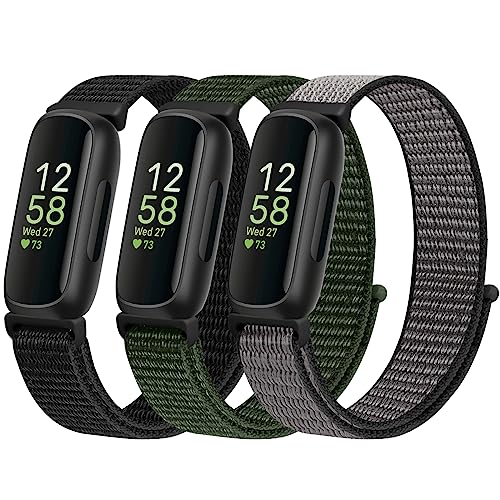 Image of Nylon Bands Compatible for Fitbit Inspire 3 /Inspire 2 /Inspire /Inspire HR /Ace 3 /Ace 2 Bands, Breathable Sport Replacement Straps Soft Adjustable Solo Loop Nylon Wristband for Women Men Kids
