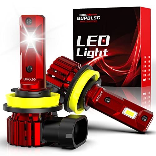 BUPOLSG H11 Led Headlight Bulbs 6500K Cool White, 20000LM 100W Wireless H8/H9/H16 LED Headlight Bulb,600% Extremely Brighter Fog Light bulbs with Fan for DRL High/Low Beam,Plug and Play，Pack of 2