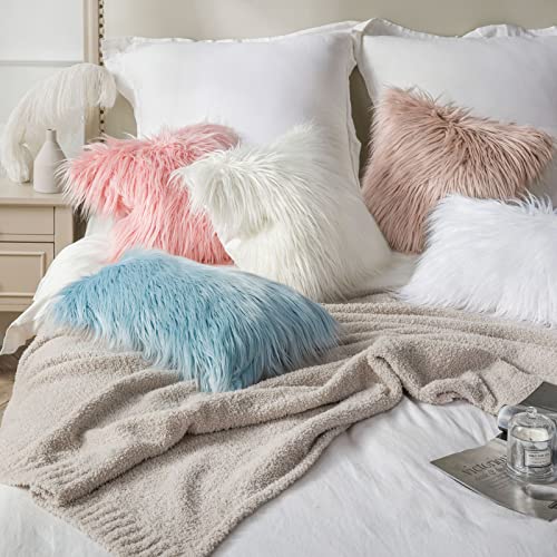 Image of Phantoscope Decoractive New Luxury Series Merino Style Pink Fur Throw Pillow Case Cushion Cover 18 x 18 45cm x 45cm by PHANTOSCOPE