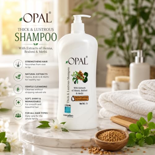 Image of OPAL Thick & Lustrous Herbal Shampoo with Henna, Brahmi & Methi | For Soft & Healthy Hair | 1 Litre