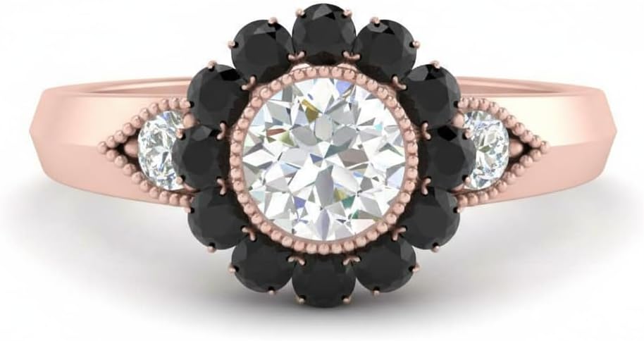 Choose Your Gemstone Victorian Round Antique Engagement Ring Rose Gold Plated Round Shape Vintage Engagement Rings Minimal Modern Design Birthday Gift Wedding Gift US Size 4 to 12