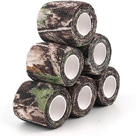 AIRSSON 6 Roll Camouflage Tape Cling Scope Wrap Military Camo Stretch Bandage Gun Rifle Shotgun Camping Hunting 2" x 177" x 1 yds Self-Adhesive