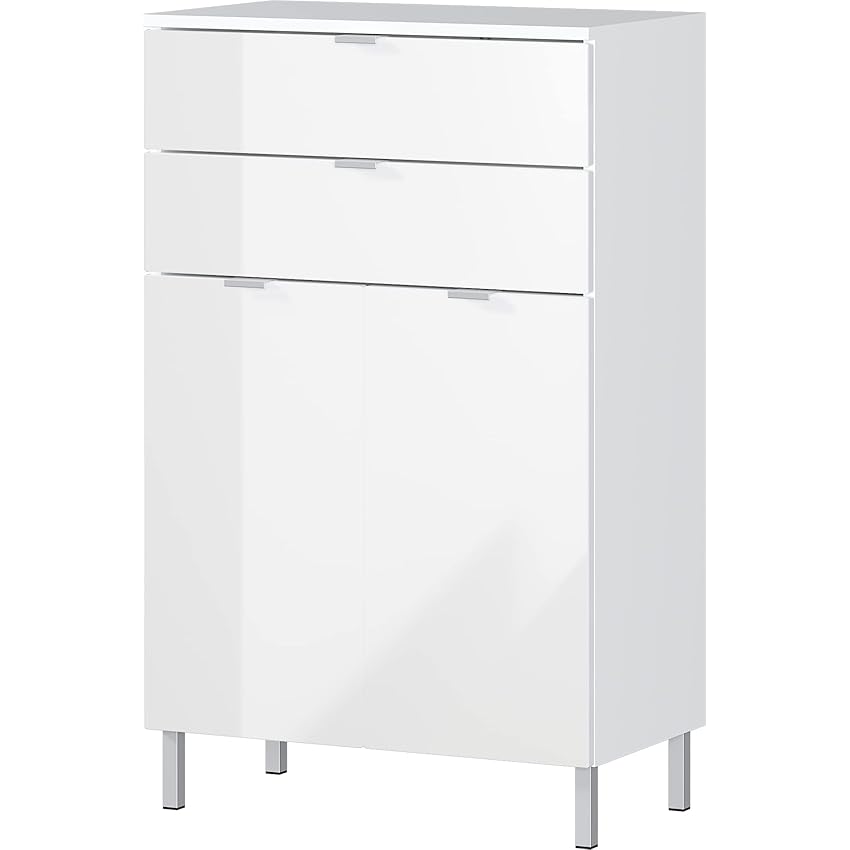 Immagine del prodotto GERMANIA DIE MÖBELMACHER GW-Mauresa 8531-84 Costumista, Frontali Lucidi, Porte e Due cassetti, Bianco, (L/H/P), 60 x 97 x 34 cm