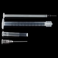 Vista 5 de Jeringas de 1 ml con aguja de 27Ga de 1/2 pulgada, paquete individual, cada una envuelta individualmente - Paquete de 100