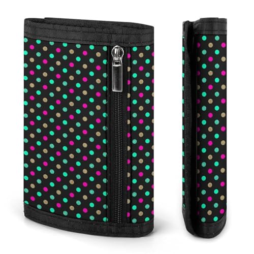 Neon Dot Grid Print Wallet for Men, 8 Credit Card Holder Slim Minimalist Front Pocket Small Mens Bifold Wallets2
